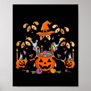 Womens Happy Halloween Dog Ghost Halloween Dog For Poster