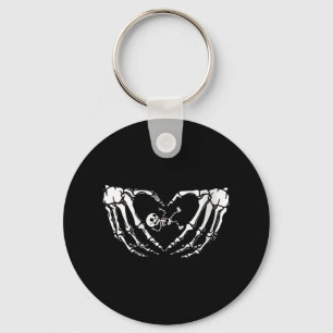 Womens Happy Halloween Pregnant Baby Skeleton Spoo Key Ring