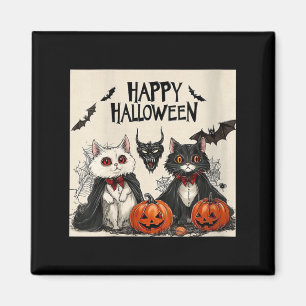 Womens Happy Halloween Vampire Black Cat Bat Magnet
