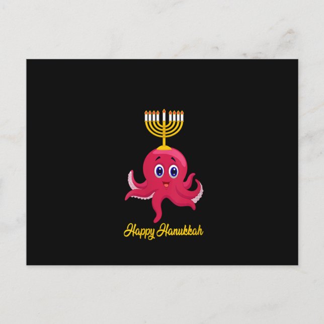 Womens Happy Hanukkah Menorah Octopus Lover Funny Postcard (Front)