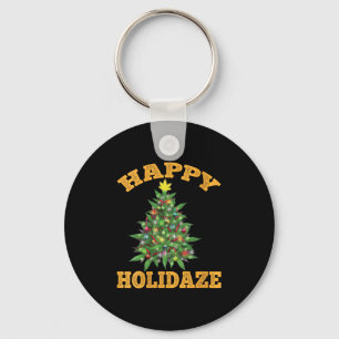 Womens Happy Holidaze Funny Weed Christmas Stoner  Key Ring