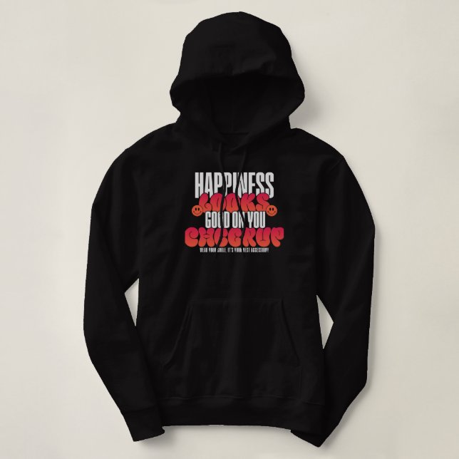 WOMEN'S HAPPY LOOK CHEER UP PULLOVER HOODIE  (Design Front)