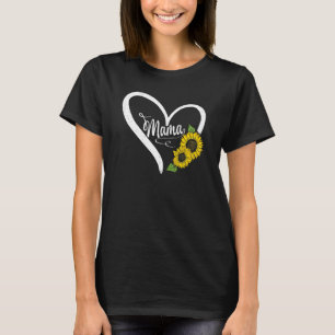 Womens Happy Mother's Day Mama Mum Heart Daisy Sun T-Shirt