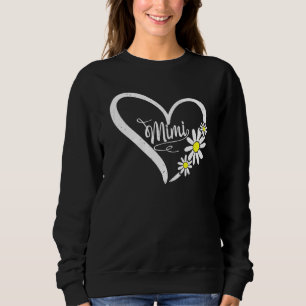 Womens Happy Mother's Day Mimi Mum Heart Daisy Flo Sweatshirt