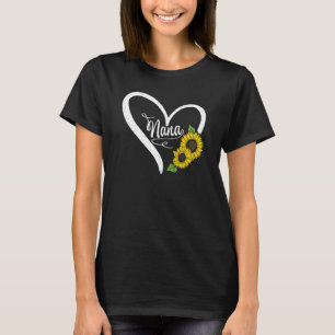 Womens Happy Mother's Day Nana Mum Heart Daisy Sun T-Shirt