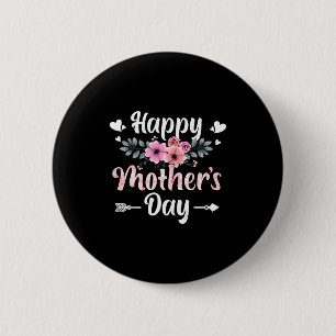 Womens happy mother's day with floral mum mommyWom 6 Cm Round Badge