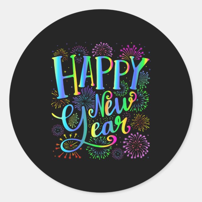 Womens Happy New Year 2026 V-neck  Classic Round Sticker (Front)