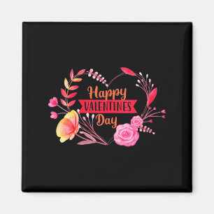 Womens Happy Valentines Day Cute Floral Heart V-ne Magnet