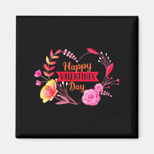 Womens Happy Valentines Day Cute Floral Heart V Ne Magnet