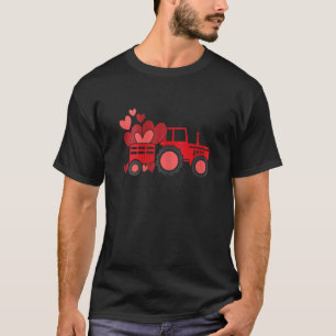 Womens Happy Valentines Day Heart In Tractor Funny T-Shirt