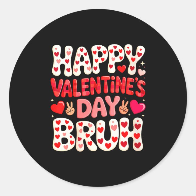 Women's Happy Valentine's Day Hearts Matching Kids Classic Round Sticker (Front)