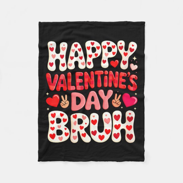 Women's Happy Valentine's Day Hearts Matching Kids Fleece Blanket (Front)