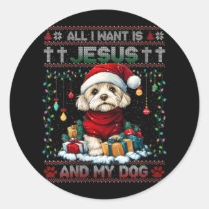Womens Havanese Christmas Tree Lights Decorations Classic Round Sticker