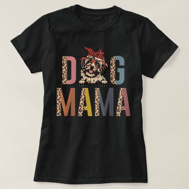 Womens Havanese Mama Leopard Print Dog Lover Dog M T-Shirt (Design Front)