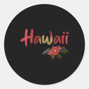 Womens Hawaii Floral Trocal Vacation Beach Island Classic Round Sticker