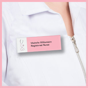 Women's Health Nurse Pink Stethoscope Design Name Tag