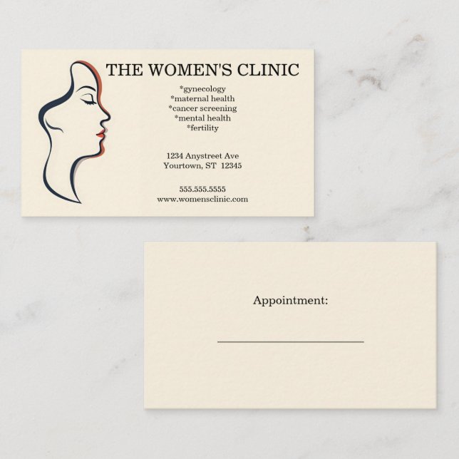 Women's Health Spa Beauty Business Card (Front/Back)