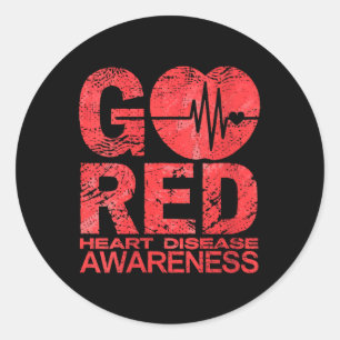 Womens Heart Disease Awareness Month Go Red For Wo Classic Round Sticker