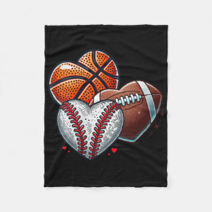 Womens Heart Football Basketball Baseball Valentin Fleece Blanket