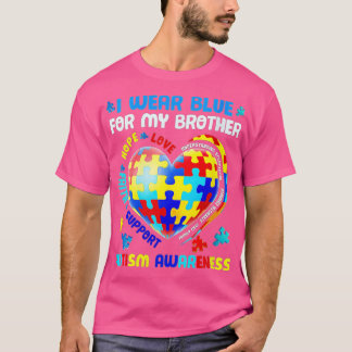 Womens Heart I Wear Blue For My Brother Autism Awa T-Shirt