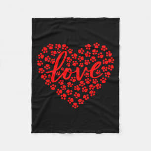 Womens Heart Paw Print Dog Love Valentines Day Gif Fleece Blanket