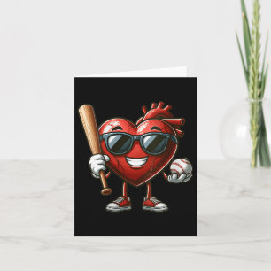Womens Heart Playing Baseball Valentines Day, Love Card