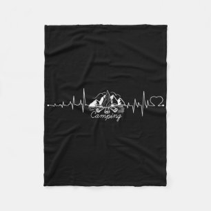 Womens Heartbeat Camping Camper Tents Campfire Fun Fleece Blanket