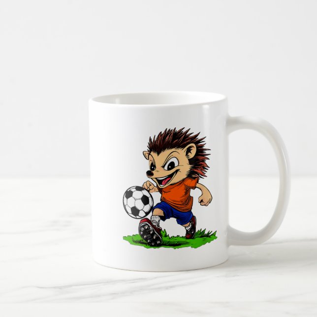Womens Hedgehog Footballer V-neck  Coffee Mug (Right)