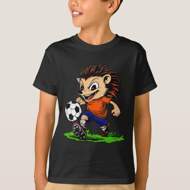 Womens Hedgehog Footballer V-neck  T-Shirt (Front)