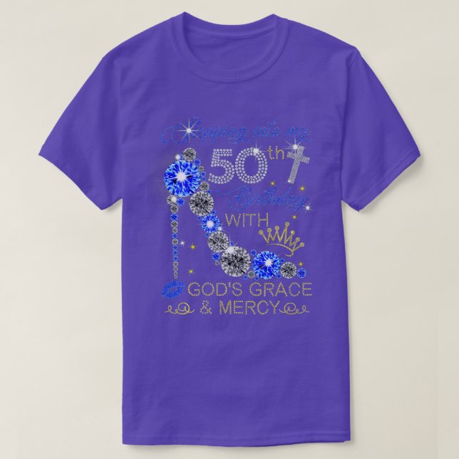 Womens Heels 50th Birthday Squad Stepping Into 50  T-Shirt (Design Front)
