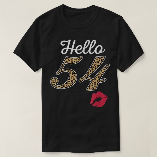 Womens Hello 54 Years Old 1967 Leopard Print Kisse T-Shirt (Design Front)