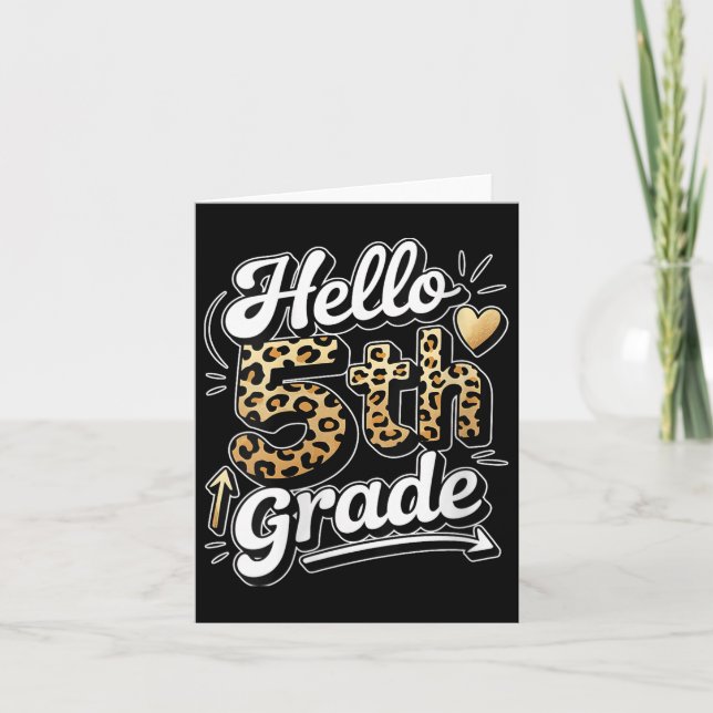 Womens Hello 5th Fifth Grade Leopard Teacher Back  Card (Front)