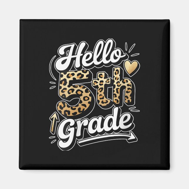 Womens Hello 5th Fifth Grade Leopard Teacher Back  Magnet (Front)