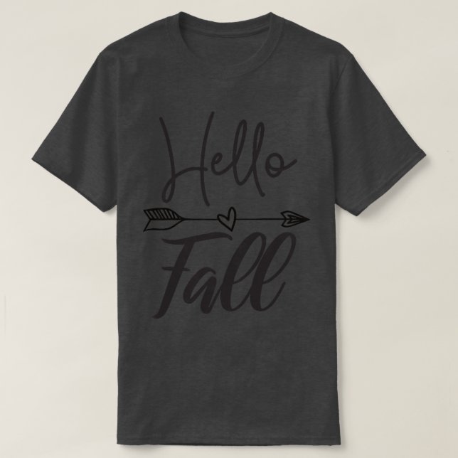 Womens Hello Fall Cute Autumn Tee For Women, Mum A (Design Front)