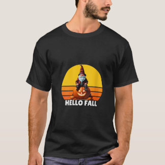 Womens Hello Fall Pumpkin Plaid Truck Gnomes For H T-Shirt