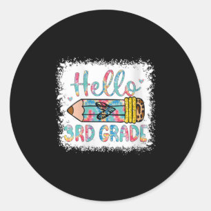 Womens Hello Third Grade Back To School 3rd Grade Classic Round Sticker