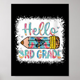 Womens Hello Third Grade Back To School 3rd Grade Poster