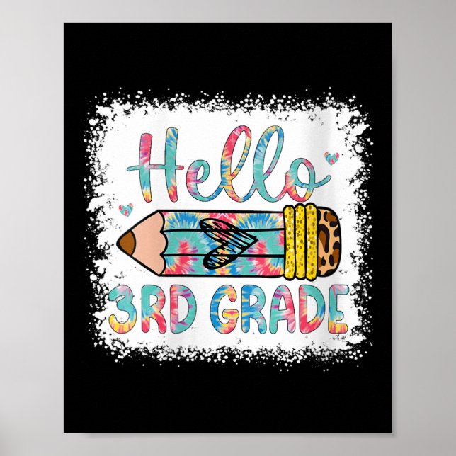 Womens Hello Third Grade Back To School 3rd Grade  Poster (Front)