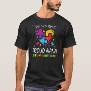 Womens Her Voice My Heart Proud Nana Autism Awaren T-Shirt