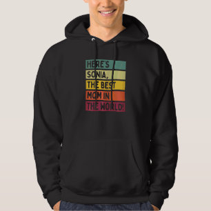Womens Here's Sonia The Best Mum In The World Moth Hoodie