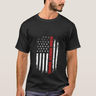 Womens Hernia Surgery Survivor American Flag Recov T-Shirt