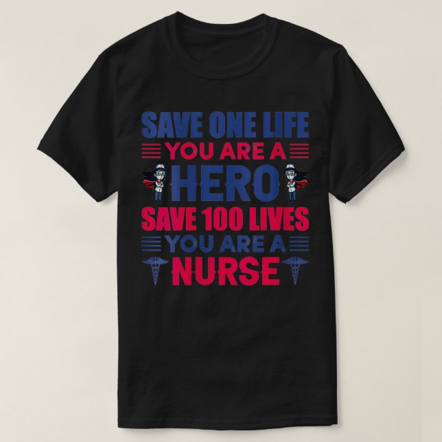 Womens Hero Saves Lives Nursing RN Nurse Gift VNec T-Shirt (Design Front)