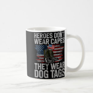 Womens Heroes Dont Wear Capes They Wear Dog Tags V Coffee Mug
