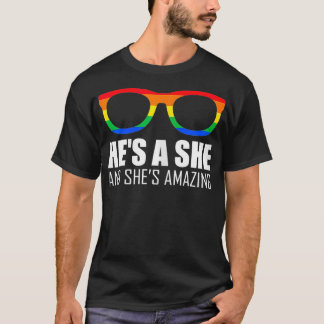 Womens Hes a she and shes amazing Surprise for T-Shirt