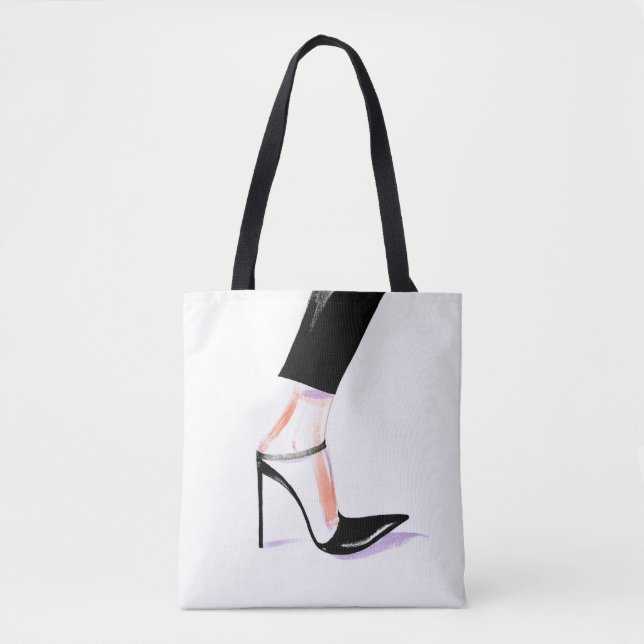 Women's high-heeled shoes, fashion illustration tote bag (Front)