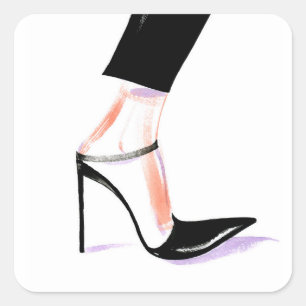 Women's high-heeled shoes square sticker