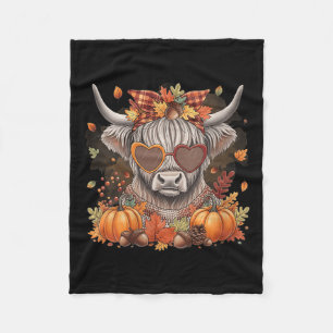 Womens Highland Cow Fall Thanksgiving Halloween Pu Fleece Blanket
