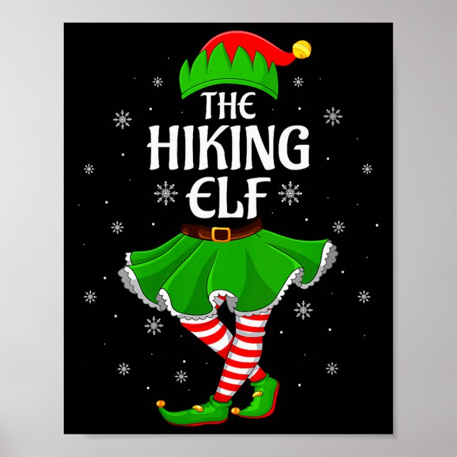 Womens Hiking Elf Christmas Family Girls Women Elf Poster (Front)