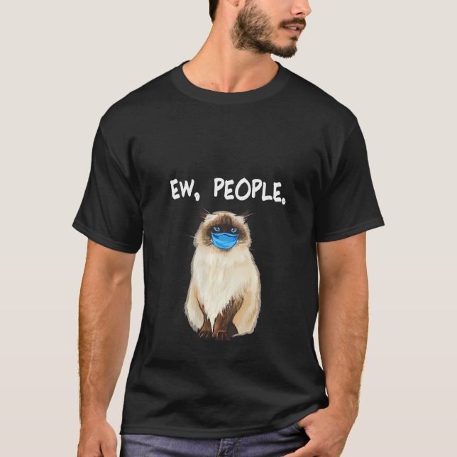 Womens Himalayan Ew People  Cat Wearing Face Mask T-Shirt (Front)
