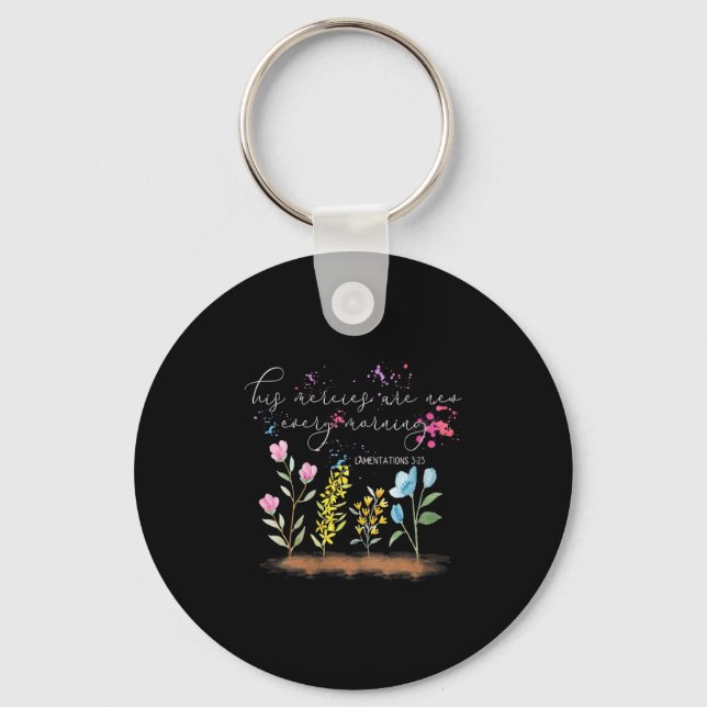 Womens His Mercies Are New Every Morning Religious Key Ring (Front)
